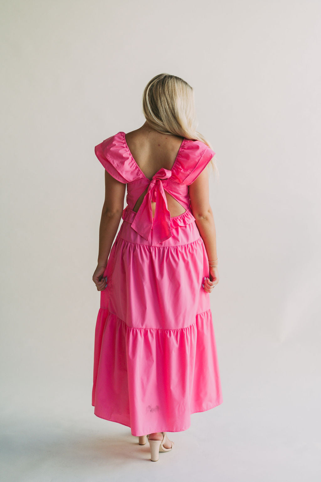 RUFFLE TIERED MAXI DRESS WITH BACK TIE