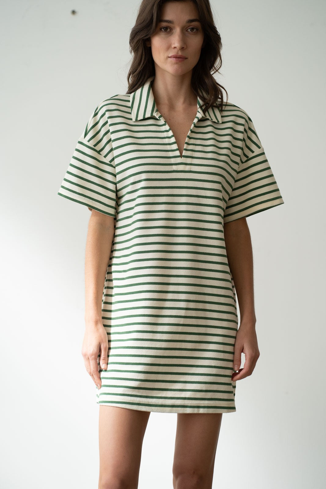 Collared Casual Striped Dress