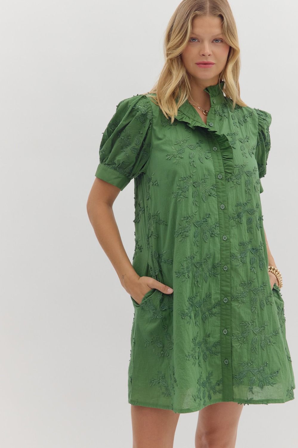 Short Sleeve Floral Applique Mini Dress