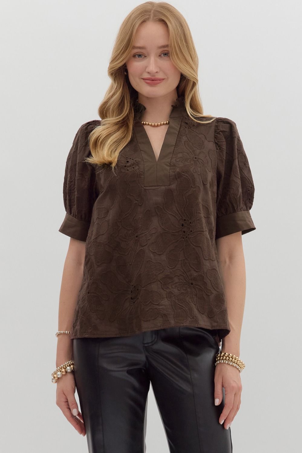 Floral Embroidered Short Sleeve Top