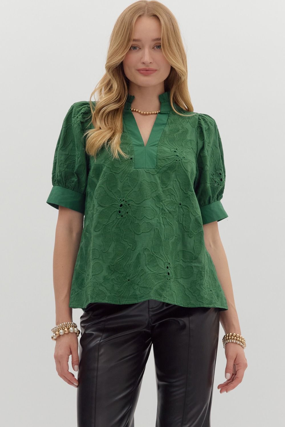 Floral Embroidered Short Sleeve Top