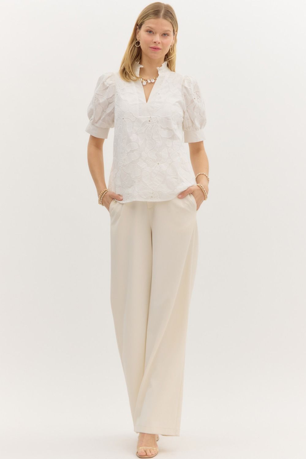 Floral Embroidered Short Sleeve Top