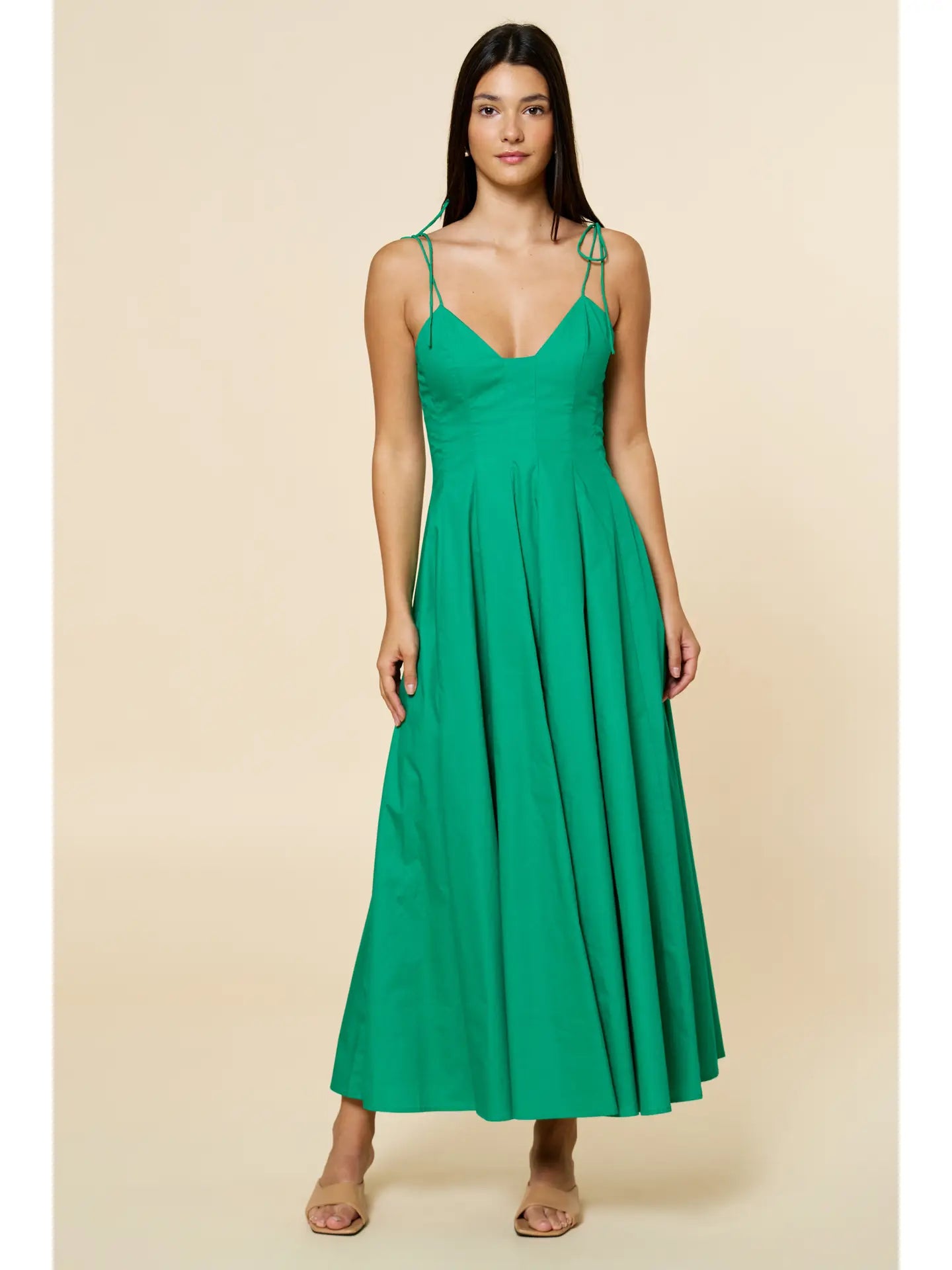 Fit & Flare Tie Strap Maxi Dress
