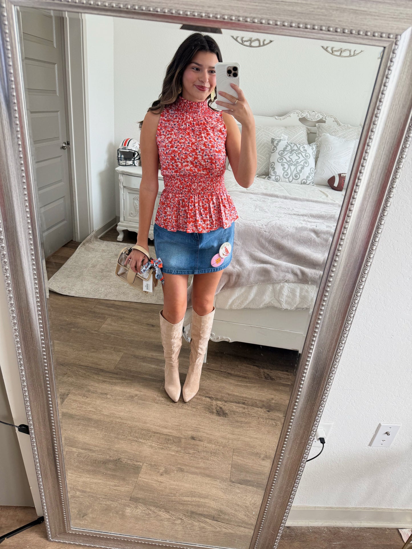 Floral Print Smocked Top