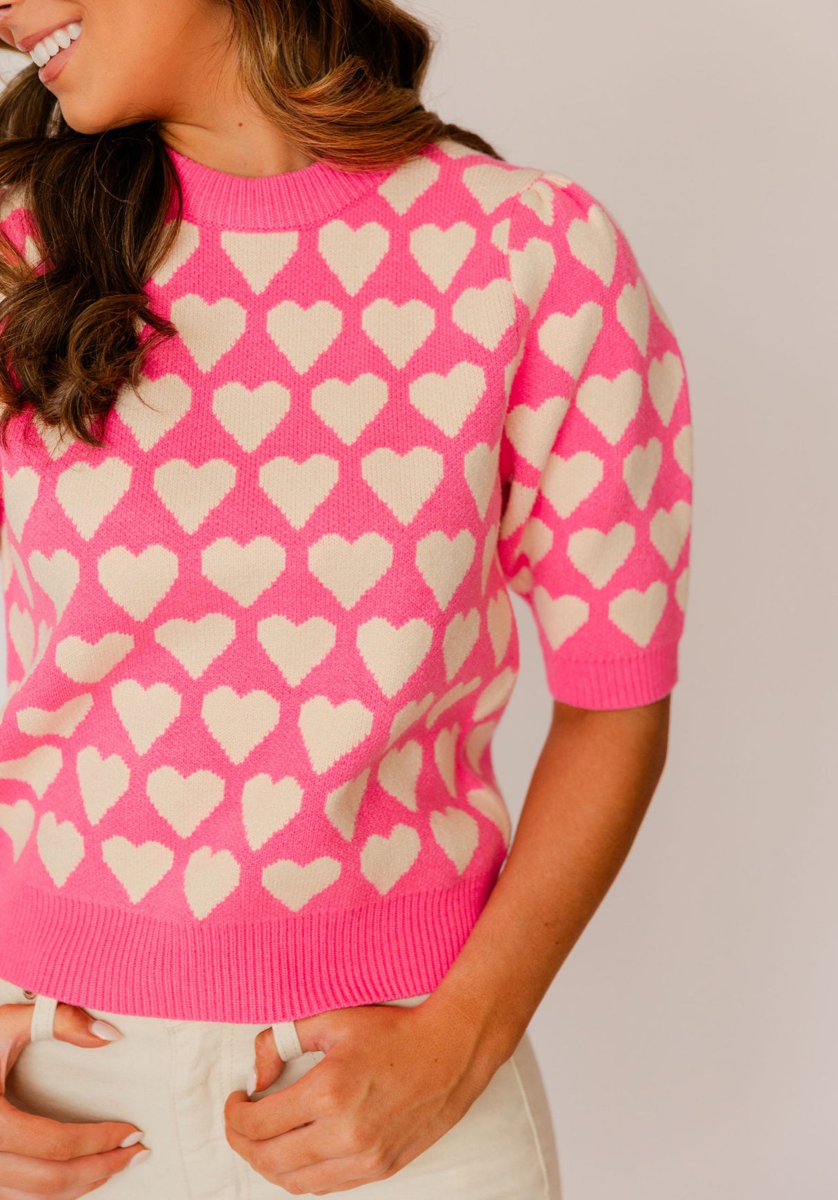 Heart Short Sleeve Sweater