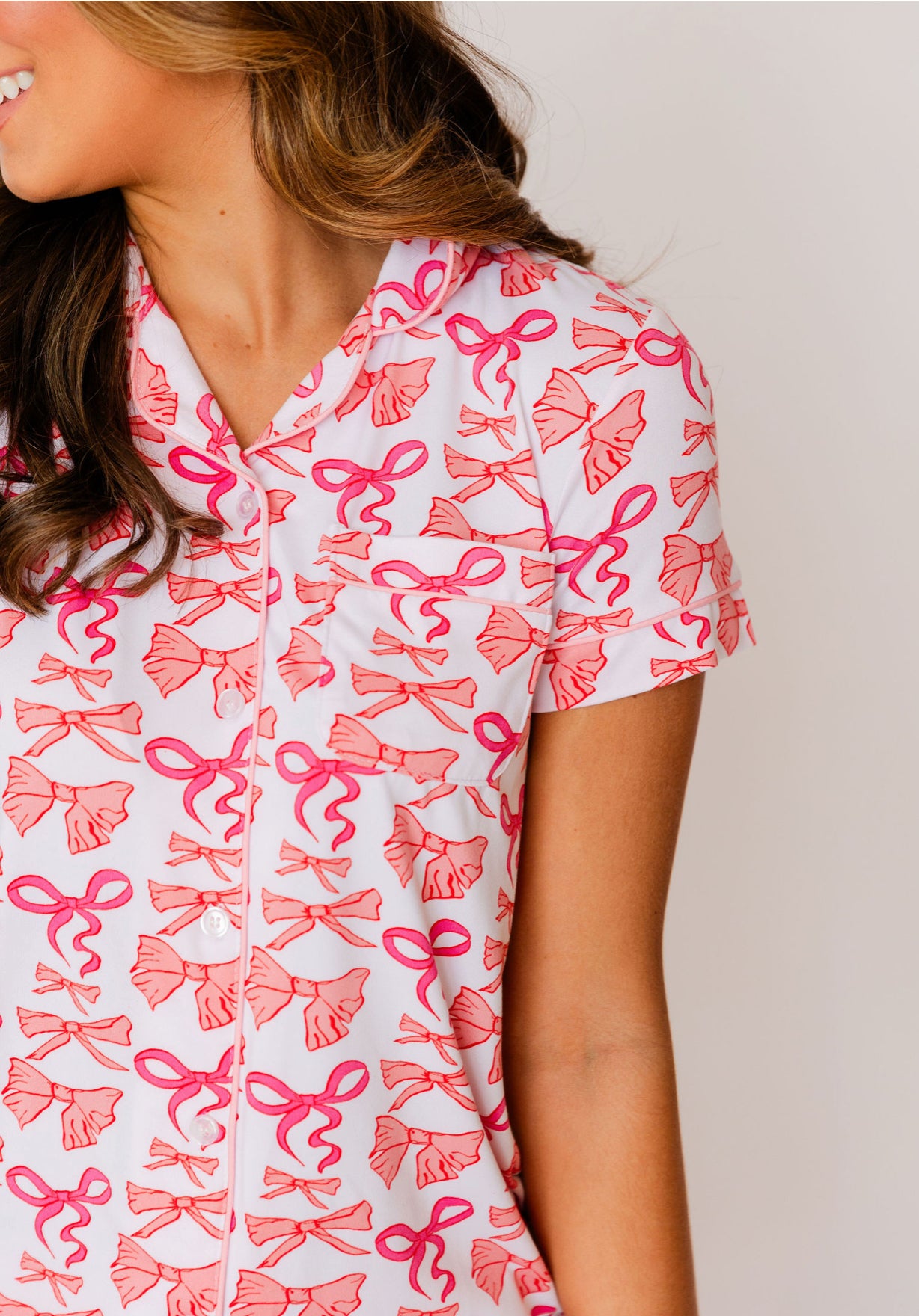 Sutton Bow Short Sleeve Pajama Top