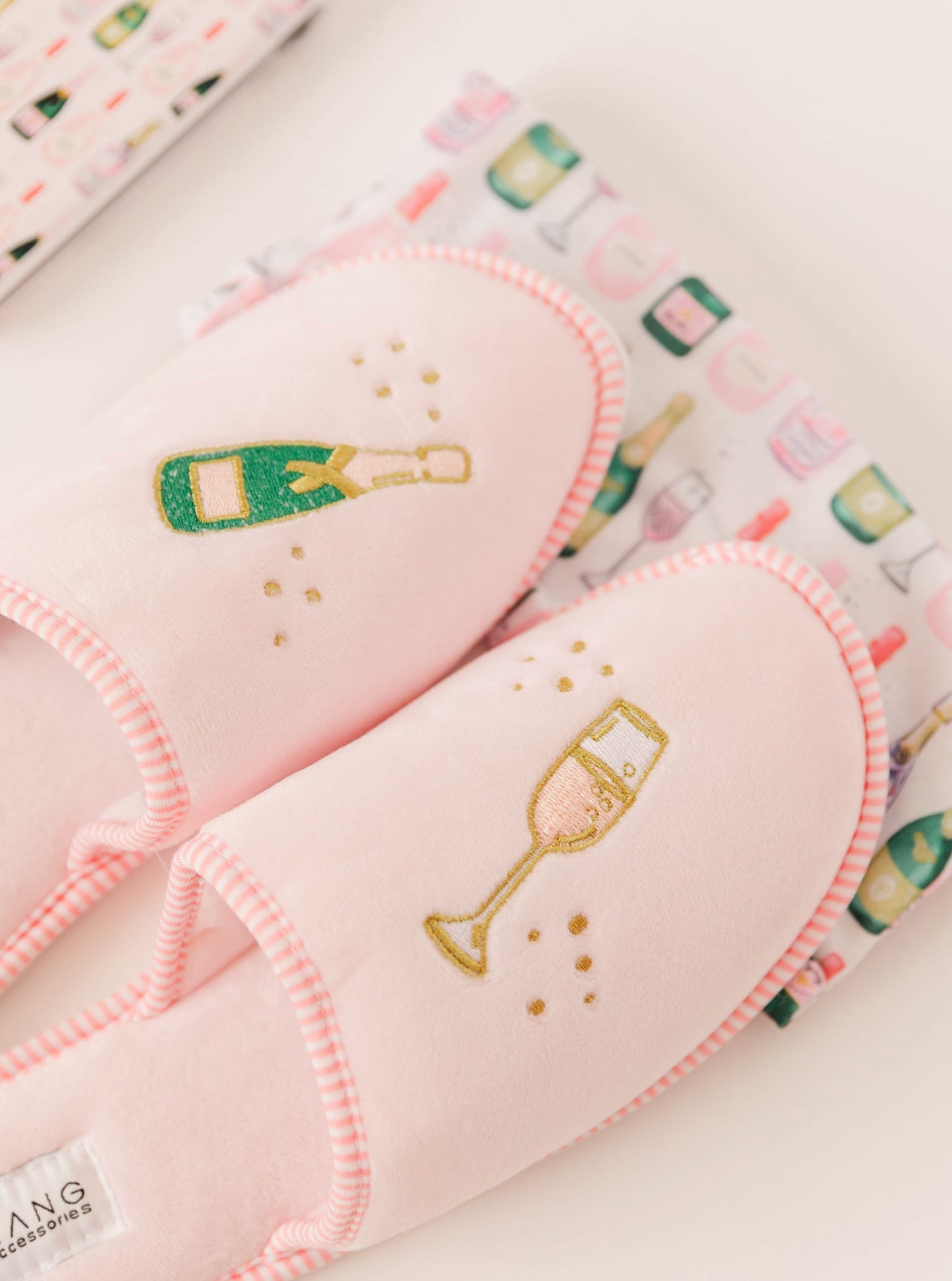 Champagne Foldable Travel Slippers & Pouch Set