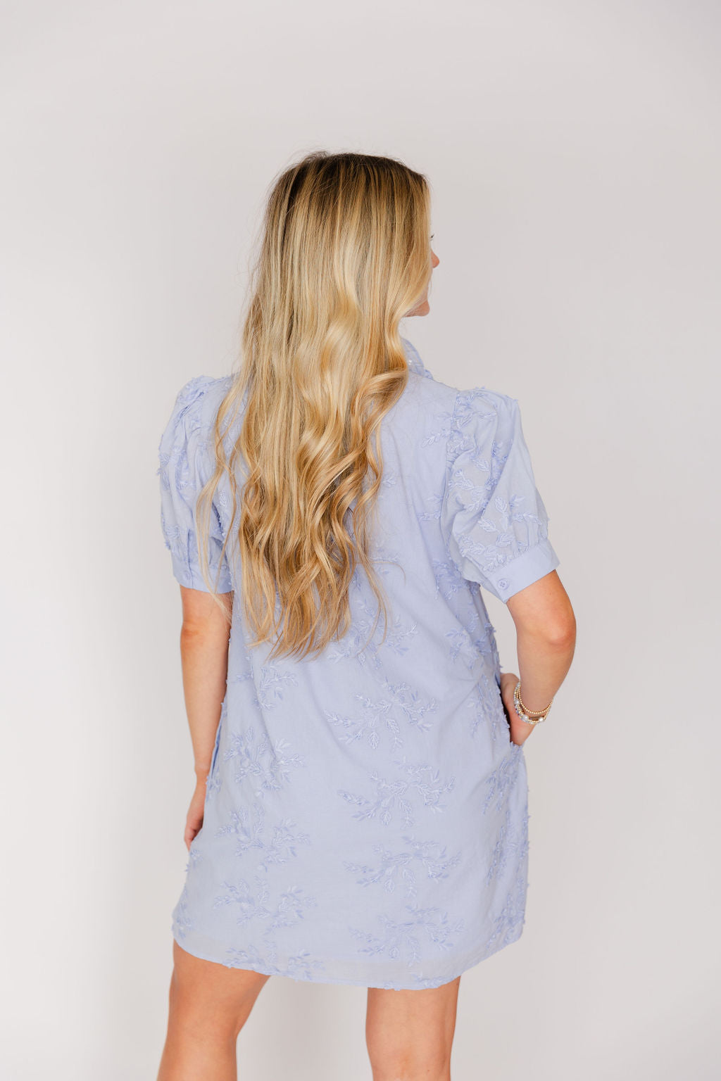 Short Sleeve Floral Applique Mini Dress