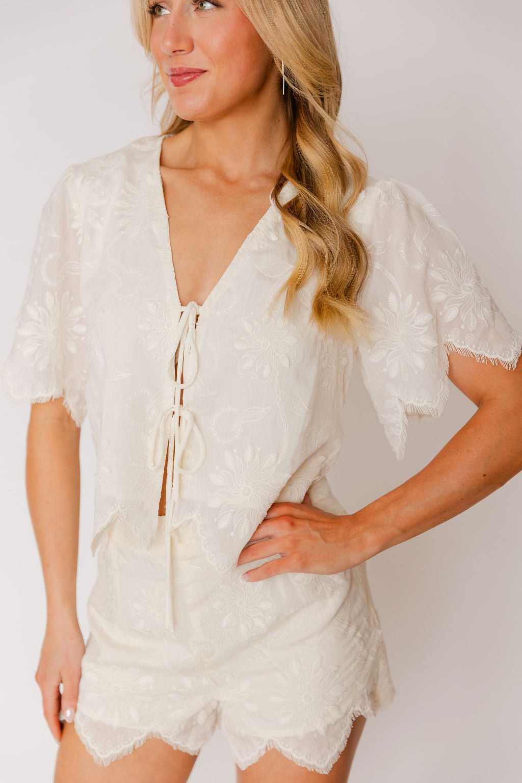 Tie Front Top & Shorts Crochet Set