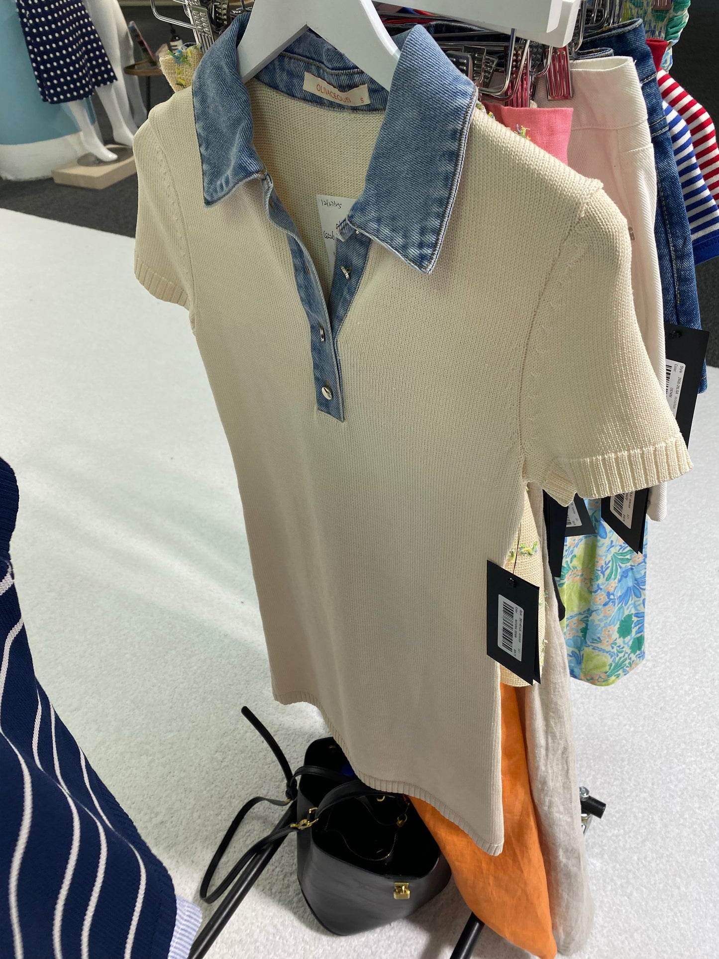 Denim Collar Knit Dress