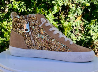 LUCAS BRONZE GLITTER HIGH TOP SNEAKERS