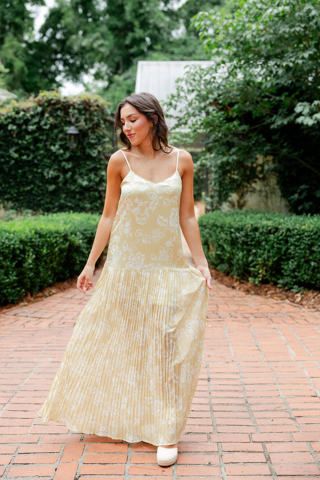 Satin Chiffon Pleated Dress