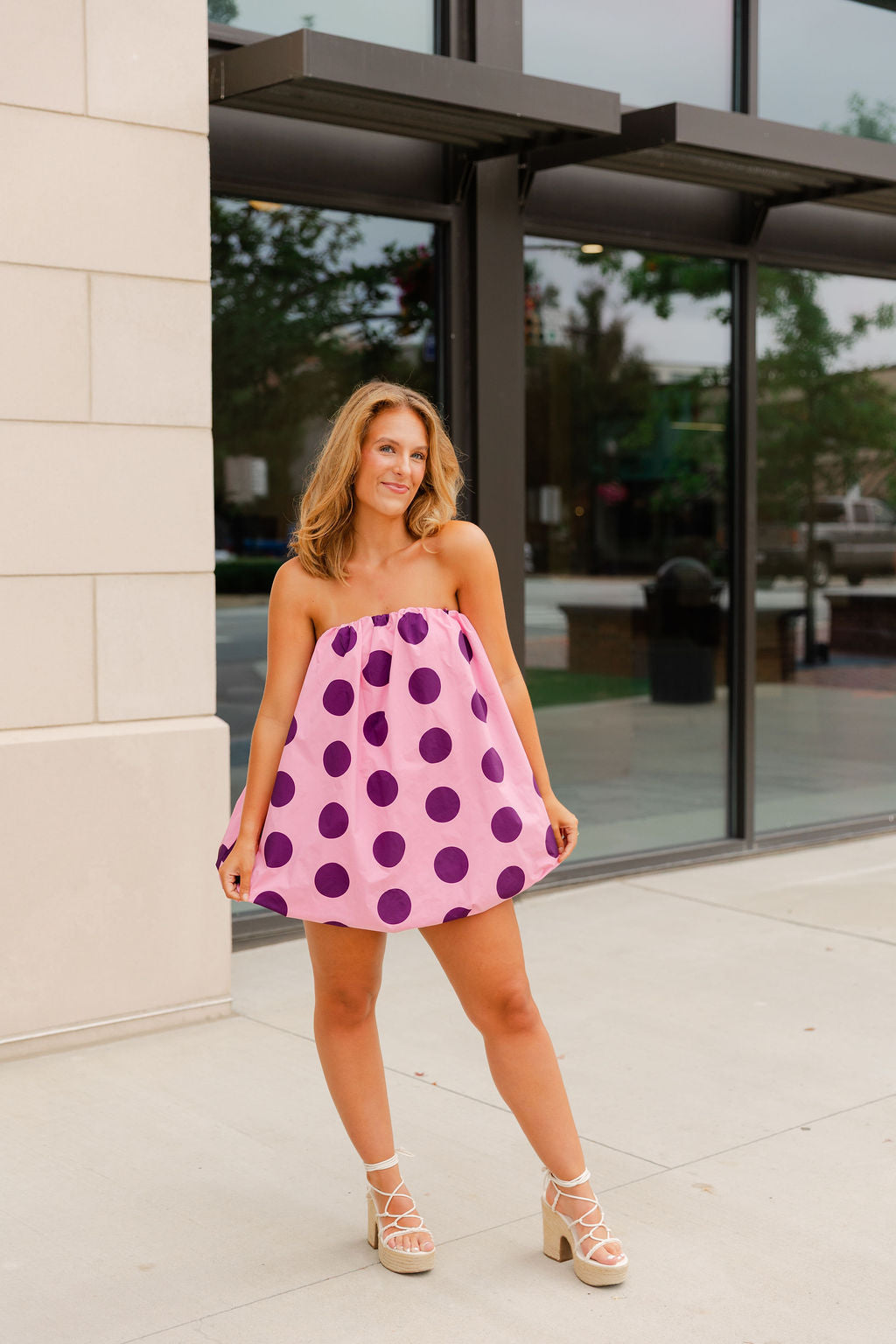 Polka Dot Taffeta Mini Dress