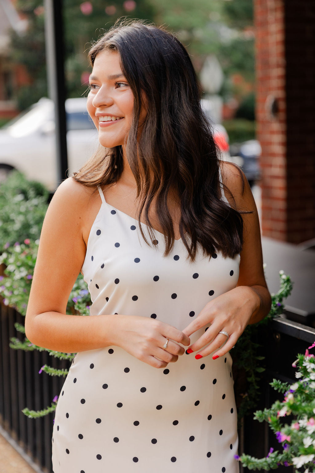 Polka Dot Satin Midi Dress