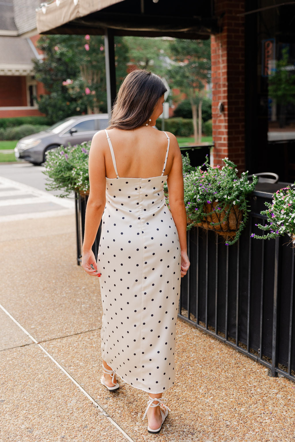 Polka Dot Satin Midi Dress