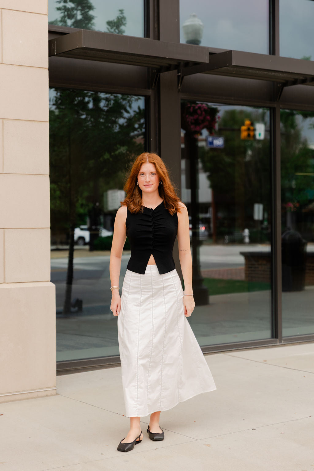 Contrast Stitching Maxi Skirt