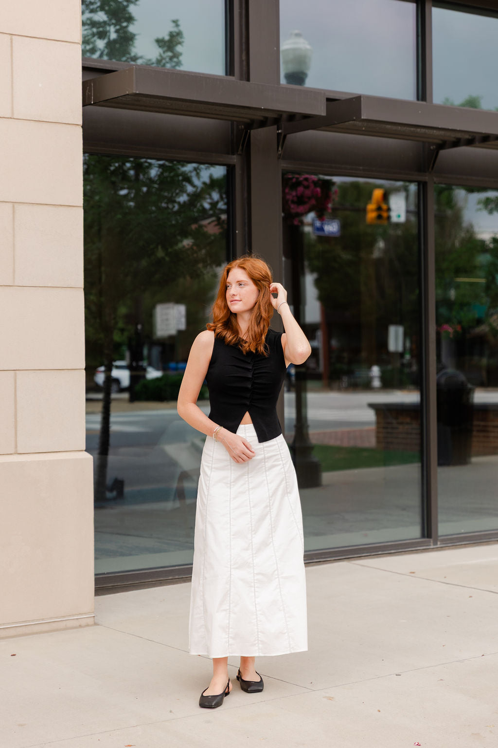 Contrast Stitching Maxi Skirt