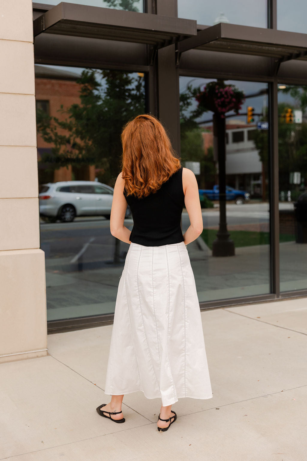 Contrast Stitching Maxi Skirt