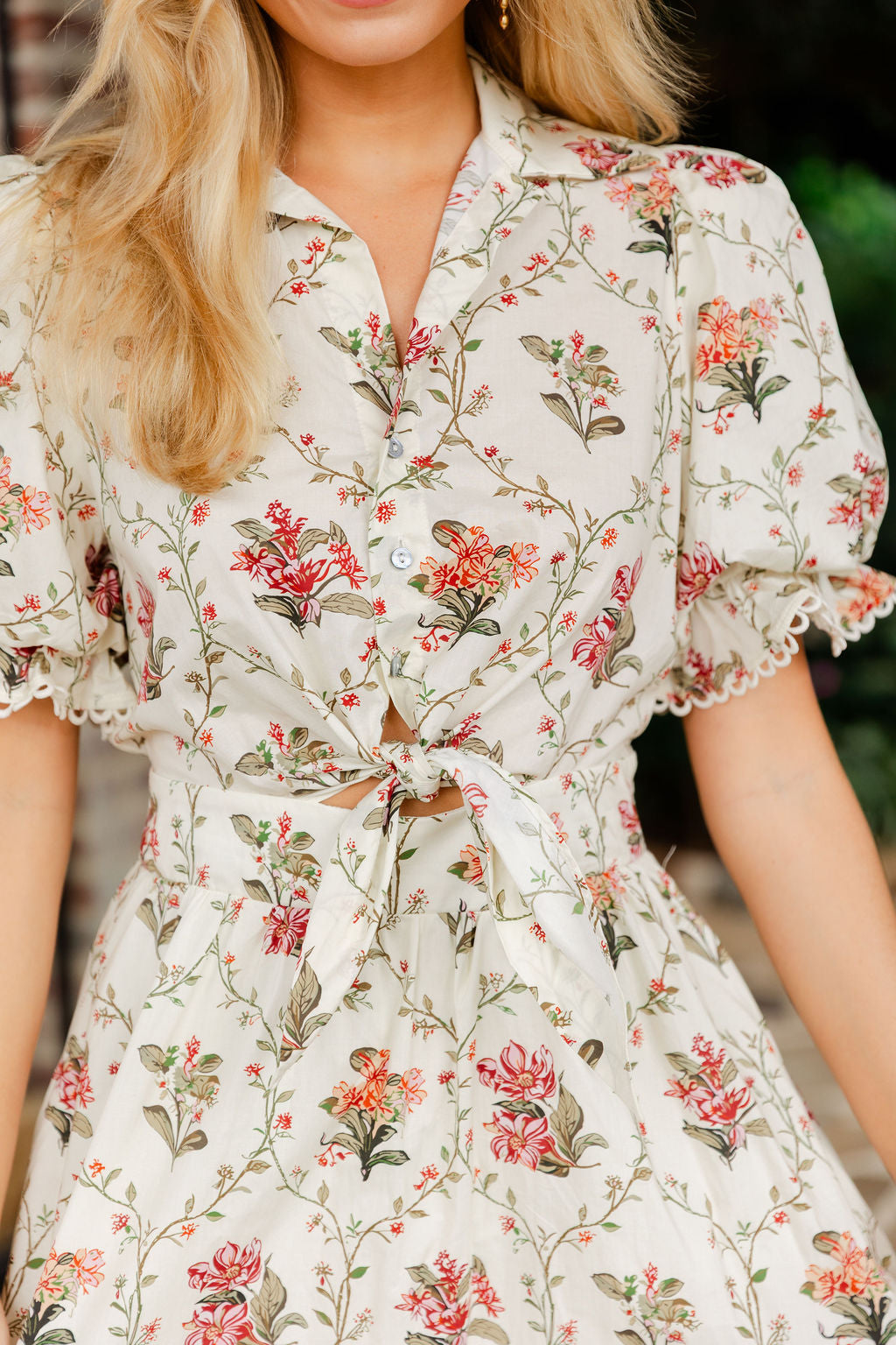 Collared Floral Print Midi Dress