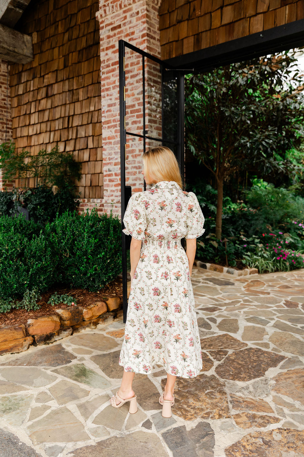 Collared Floral Print Midi Dress