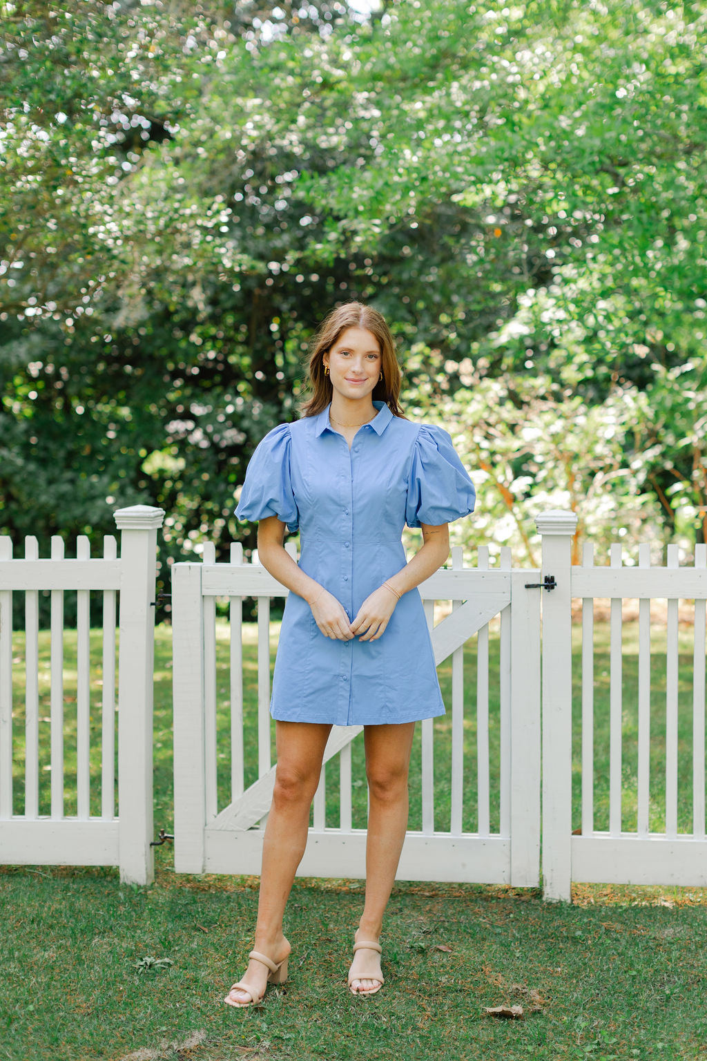 Puff Sleeve Button Up Dress