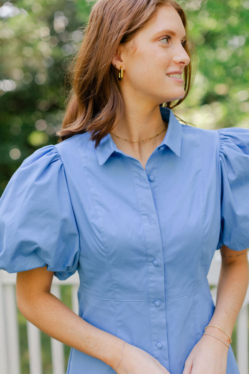 Puff Sleeve Button Up Dress