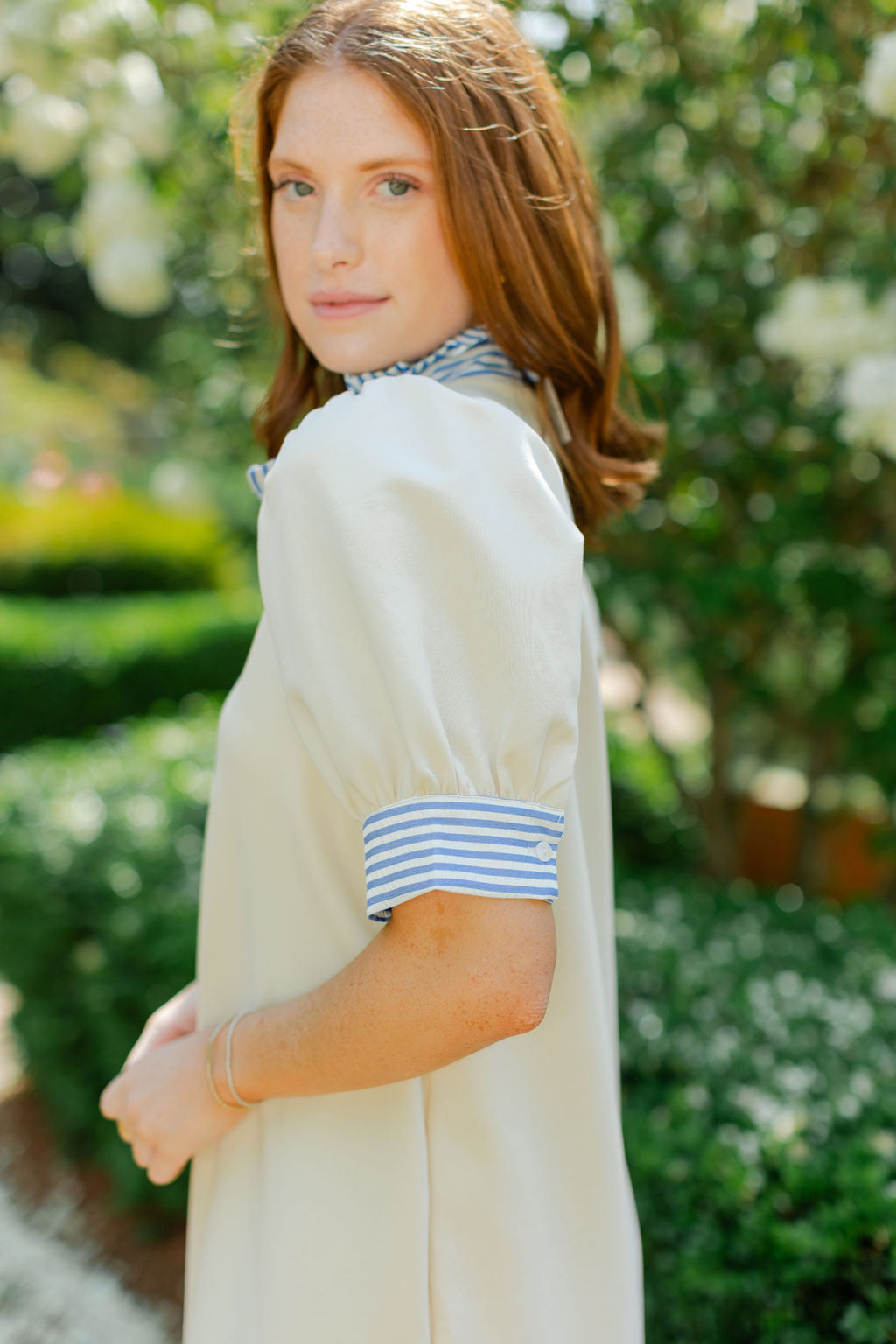 Contrasting Striped Collar Dress