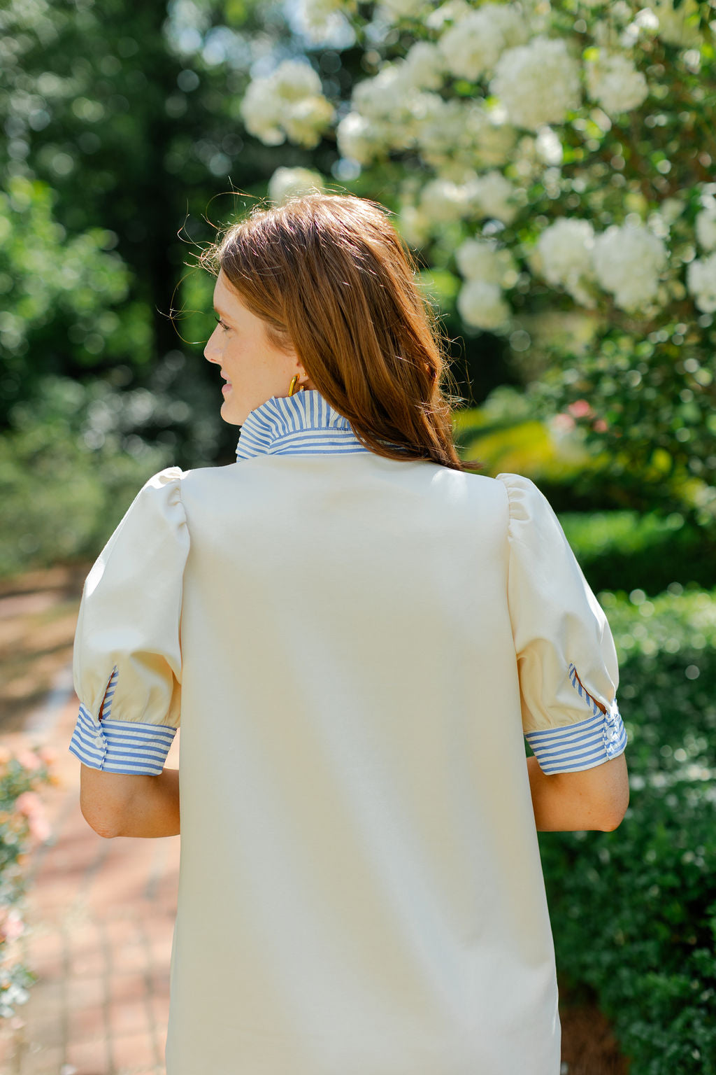 Contrasting Striped Collar Dress
