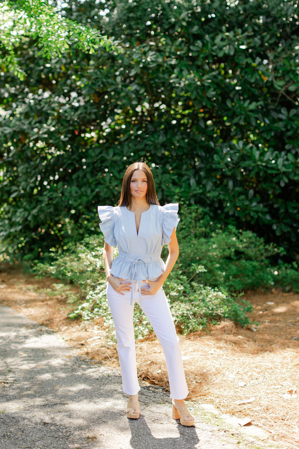 Flutter Sleeve Peplum Tie Top