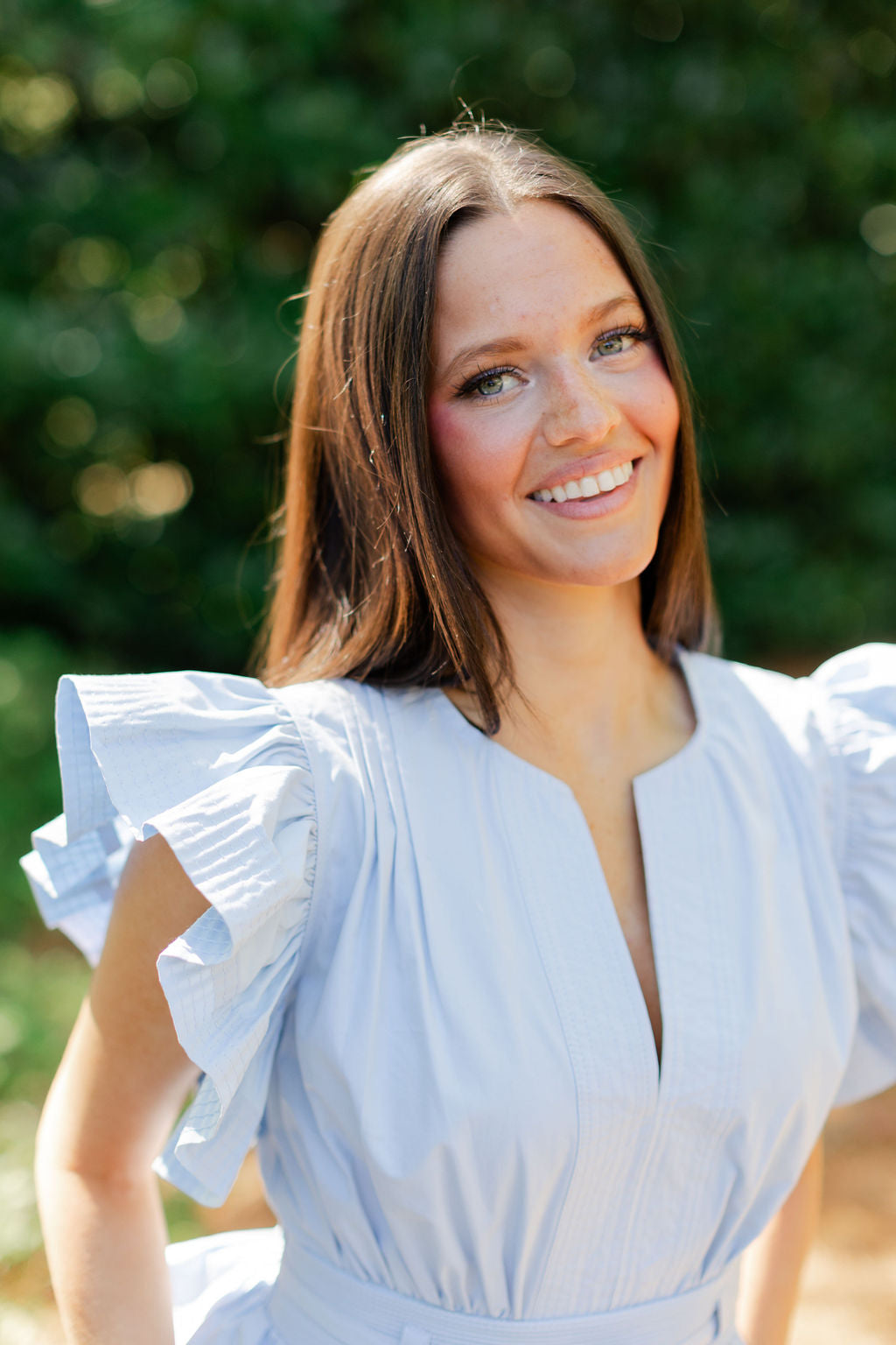 Flutter Sleeve Peplum Tie Top