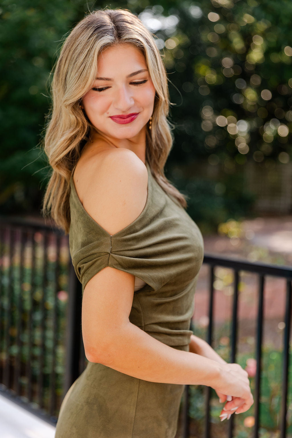 Suede Asymmetric Shoulder Mini Dress