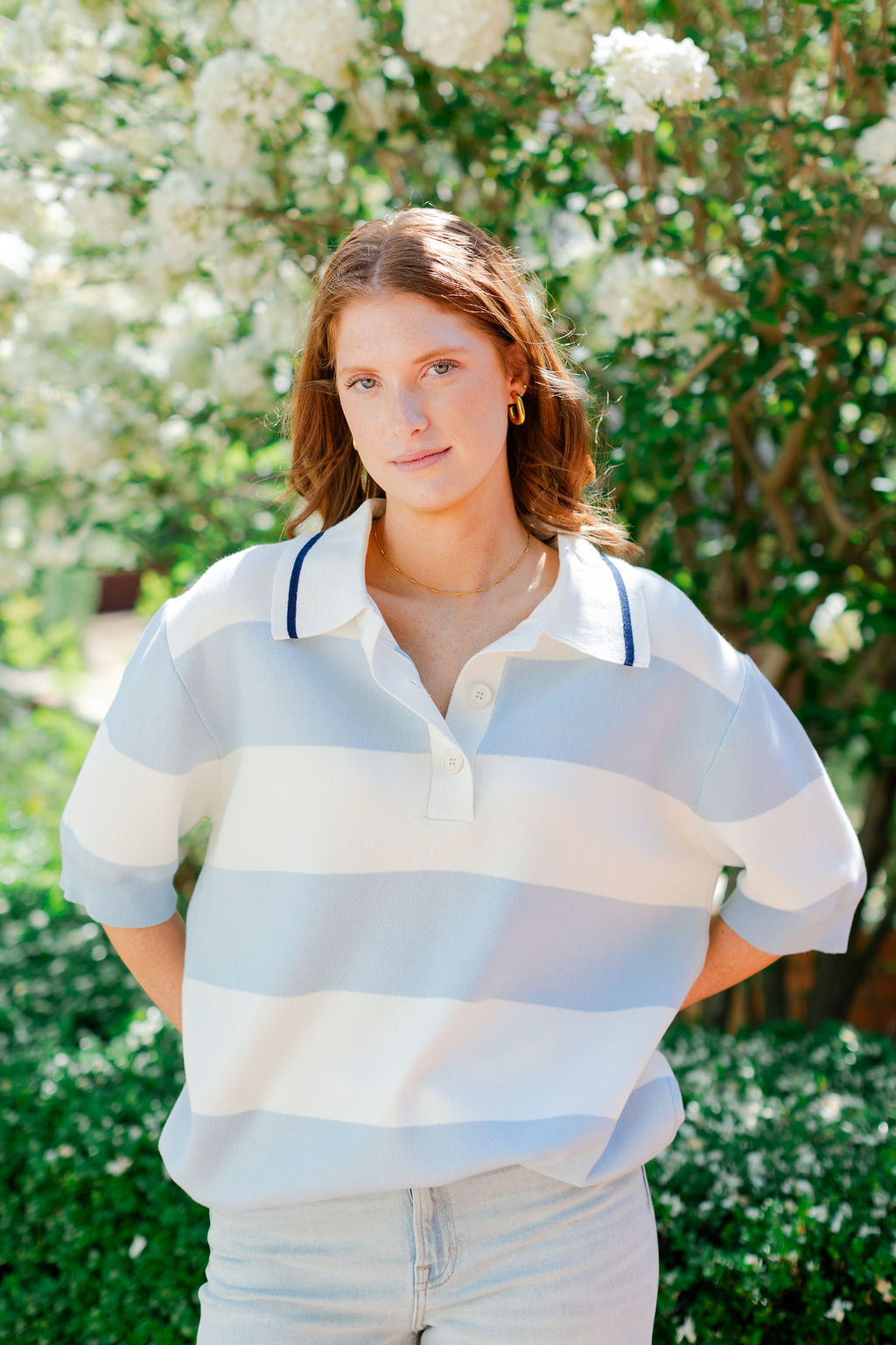Oversized Striped Polo Top