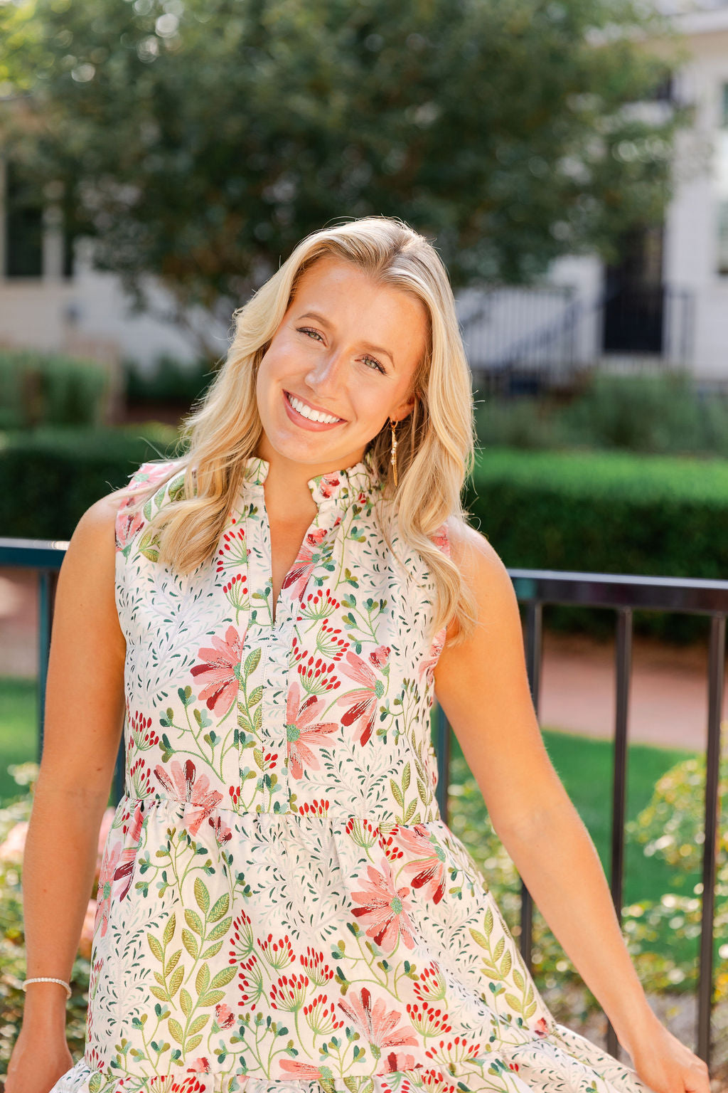 Sleeveless Flower Embroidered Dress