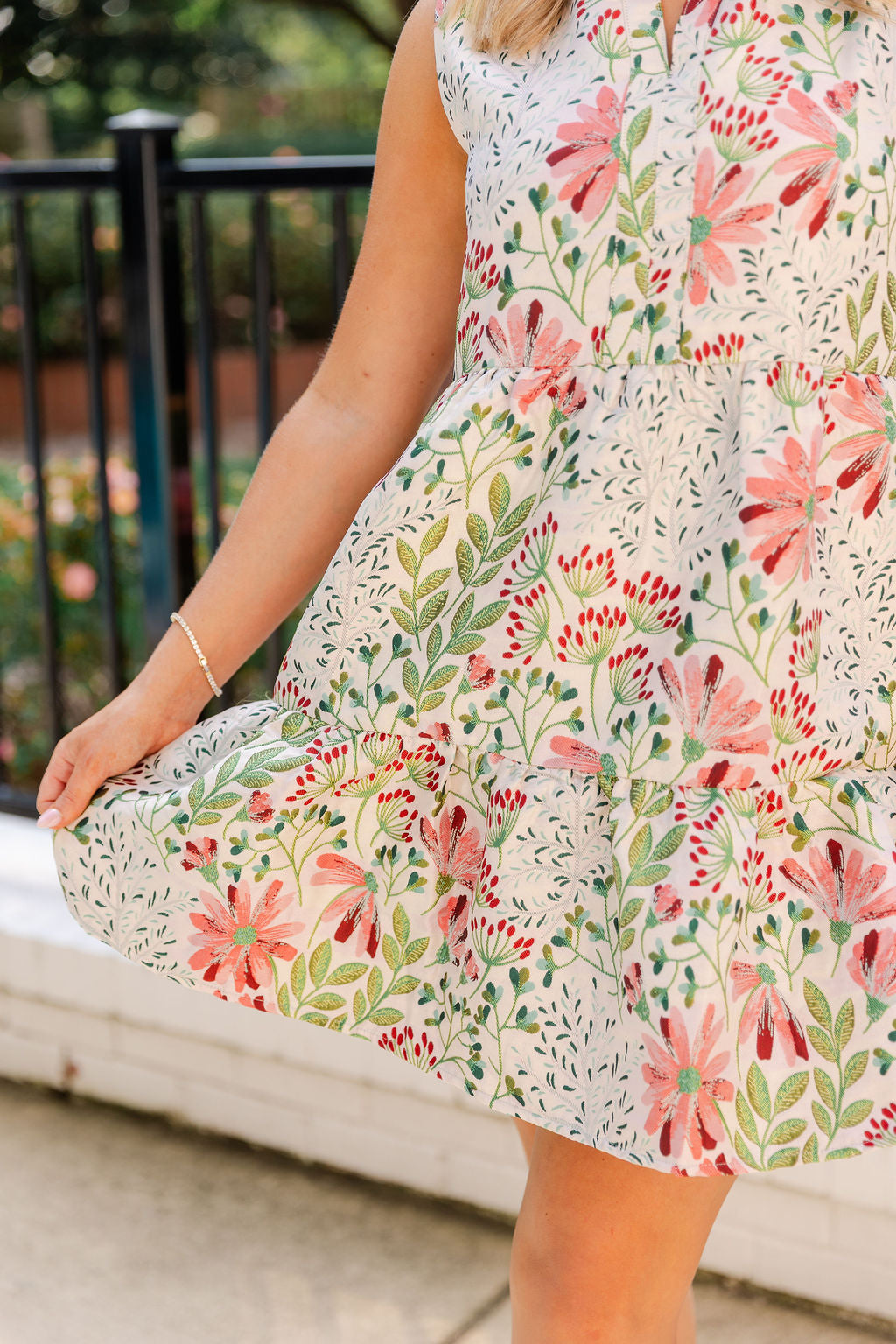 Sleeveless Flower Embroidered Dress