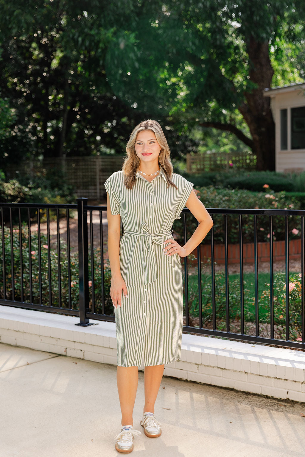 Button Up Striped Dress