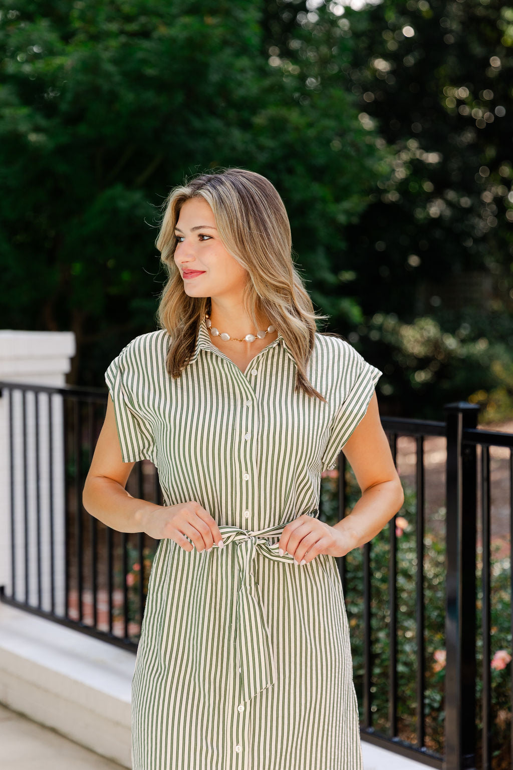 Button Up Striped Dress
