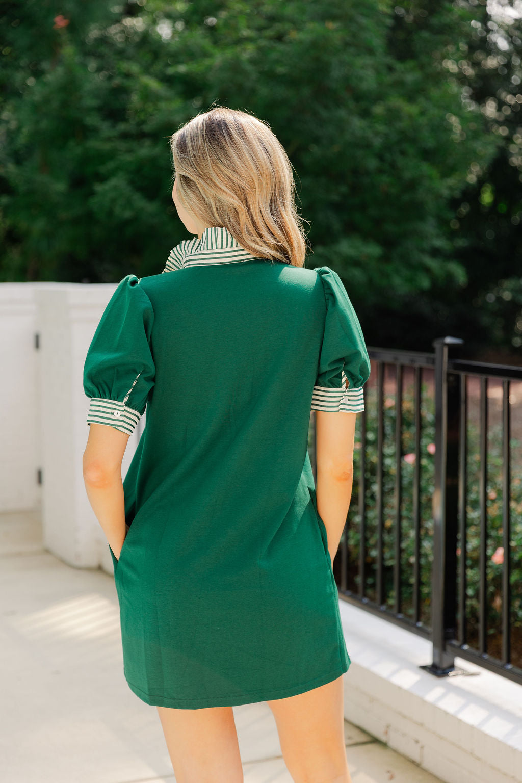 Contrasting Striped Collar Dress