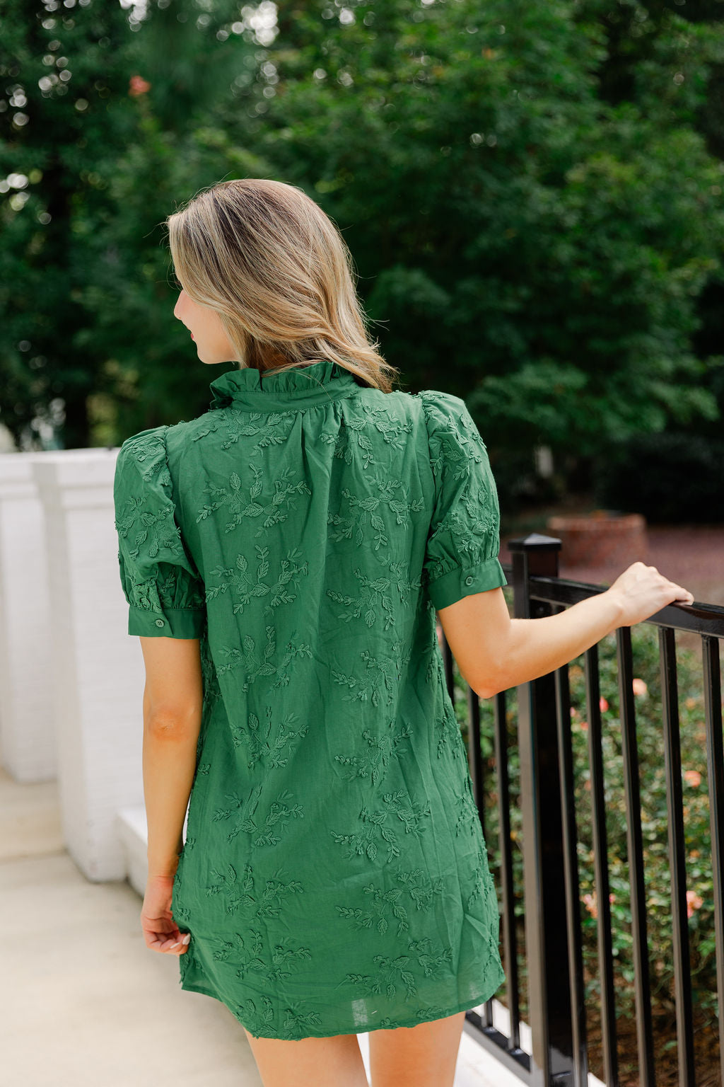 Short Sleeve Floral Applique Mini Dress