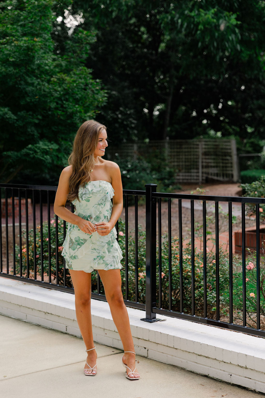 Print Tube Ruffle Mini Dress