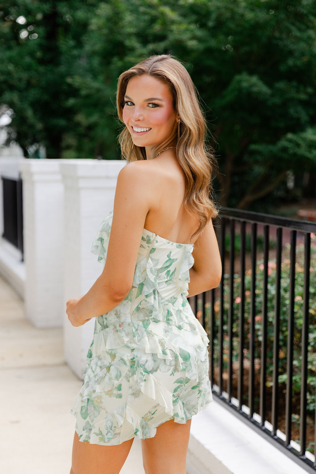 Print Tube Ruffle Mini Dress