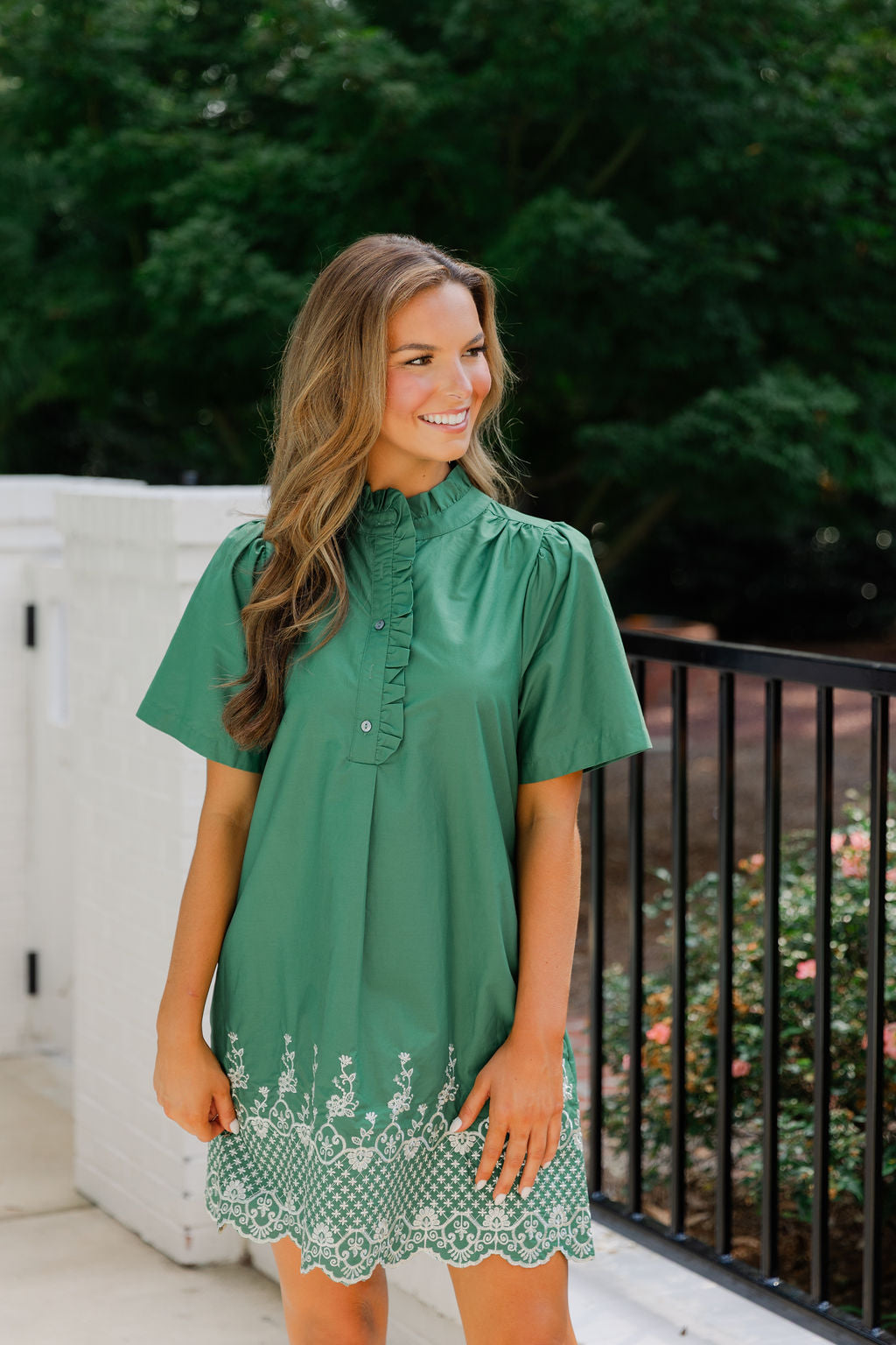 Scallop Embroidered Hem Mini Dress