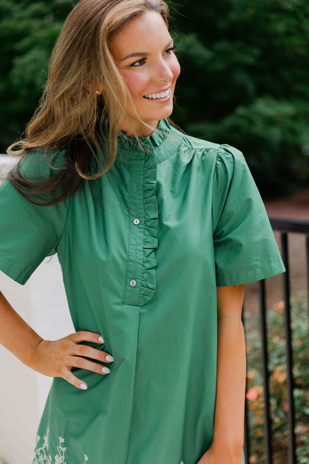 Scallop Embroidered Hem Mini Dress