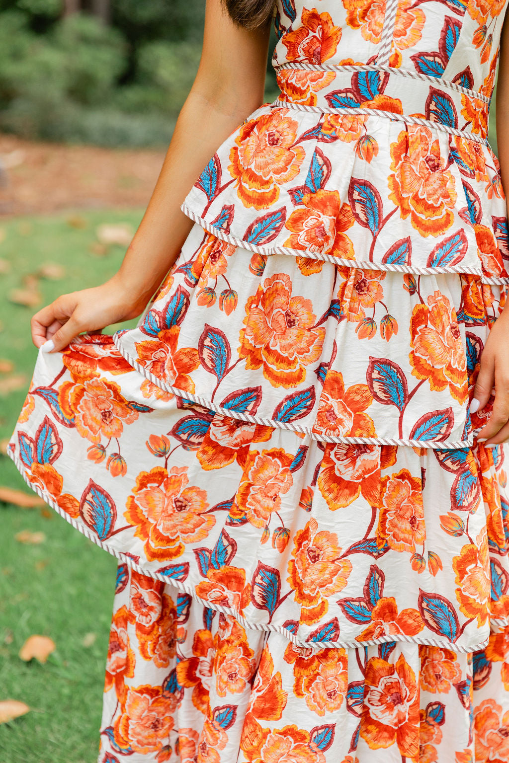 Floral Tiered Halter Bow Midi Dress