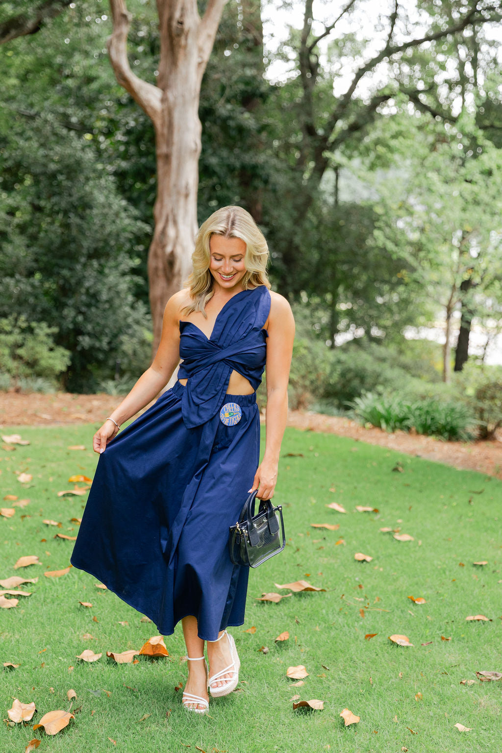 Knotted Flower Bow Midi Dress