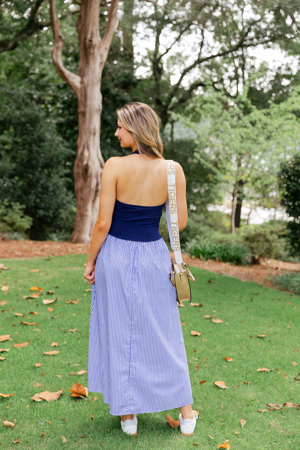 Sweater Halter Tank Striped Maxi Dress