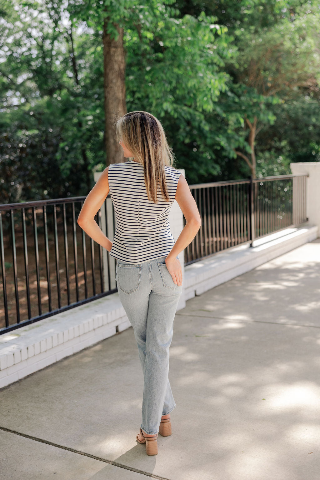 Gold Button Striped Vest
