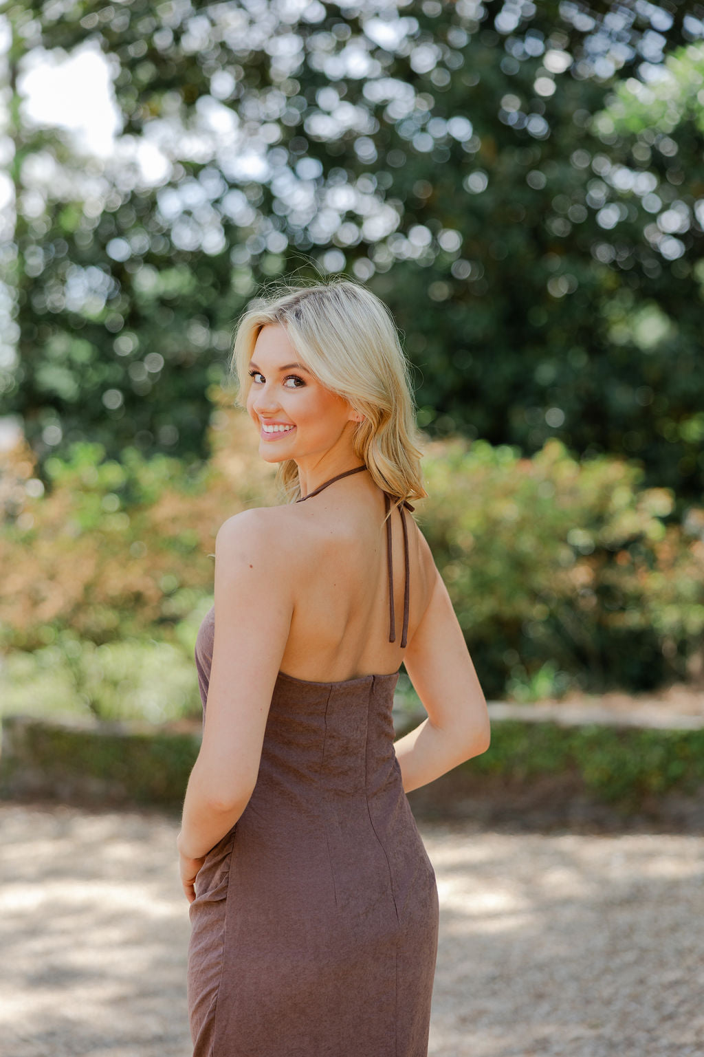 Gold Accent Halter Dress