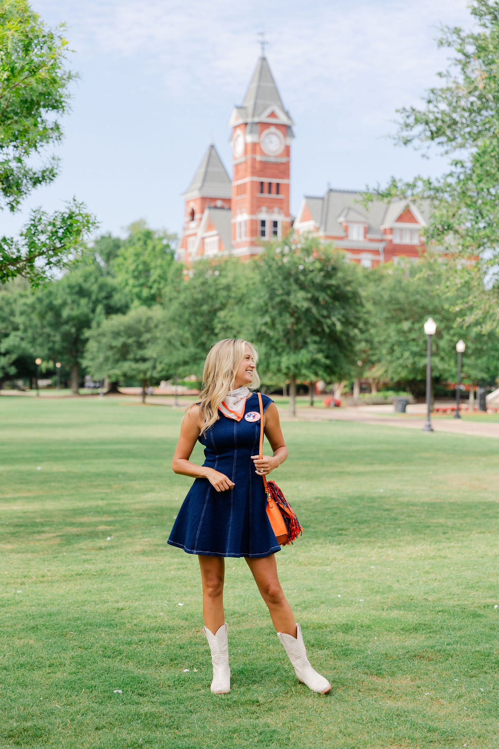 Denim Mini Dress with Back Bow