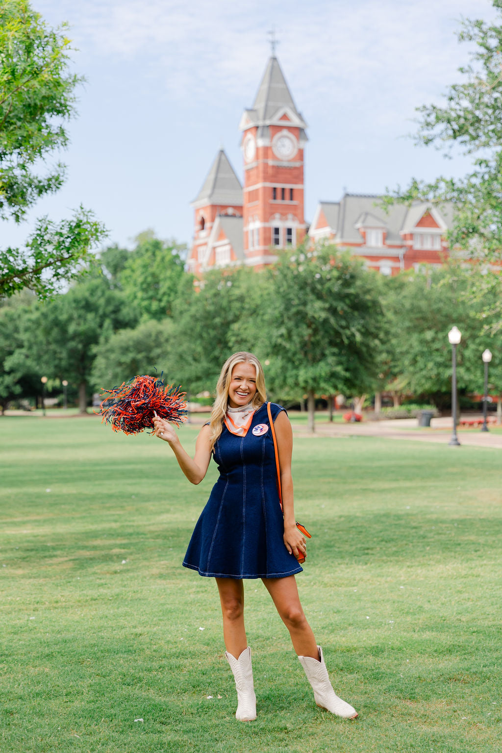 Denim Mini Dress with Back Bow