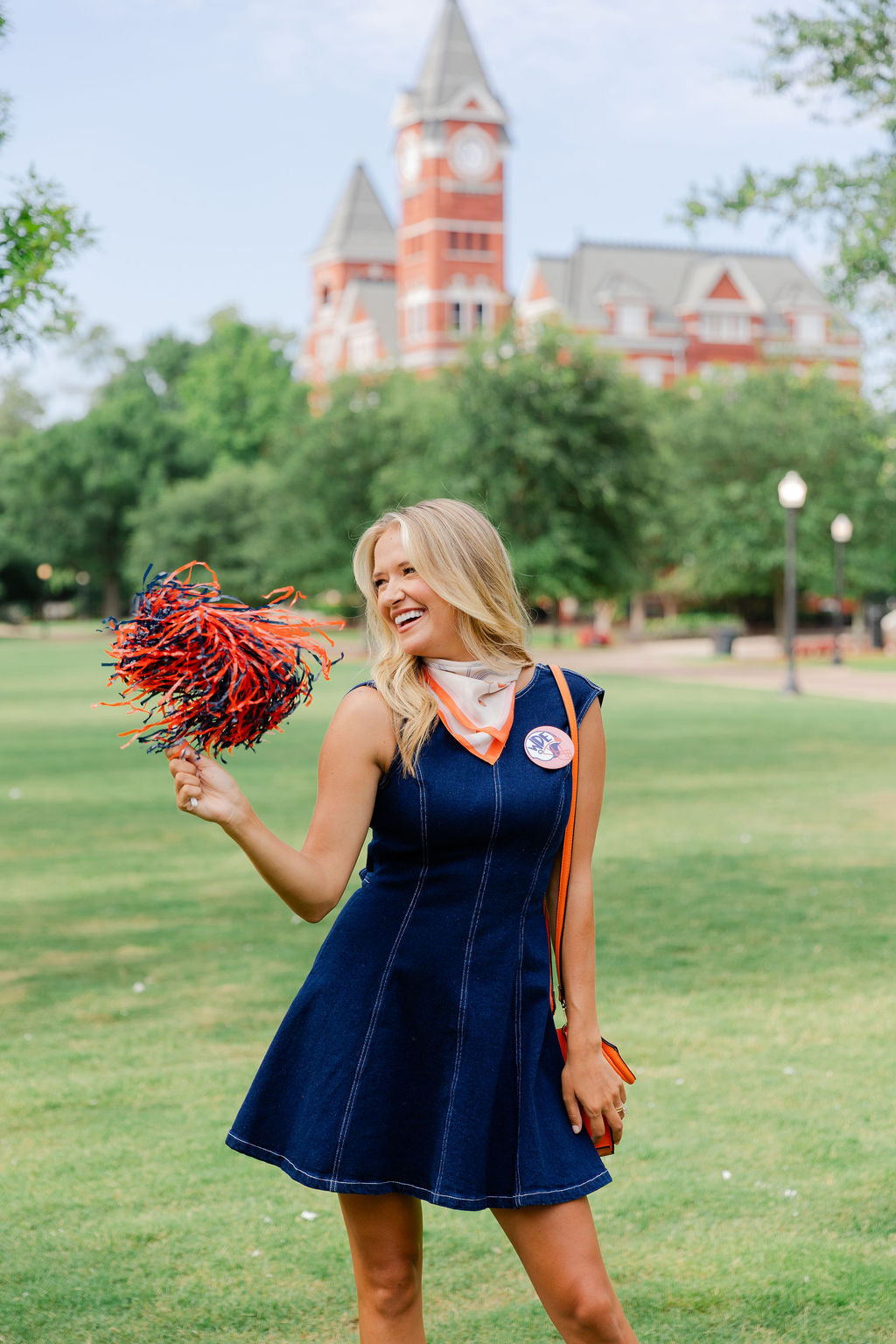 Denim Mini Dress with Back Bow